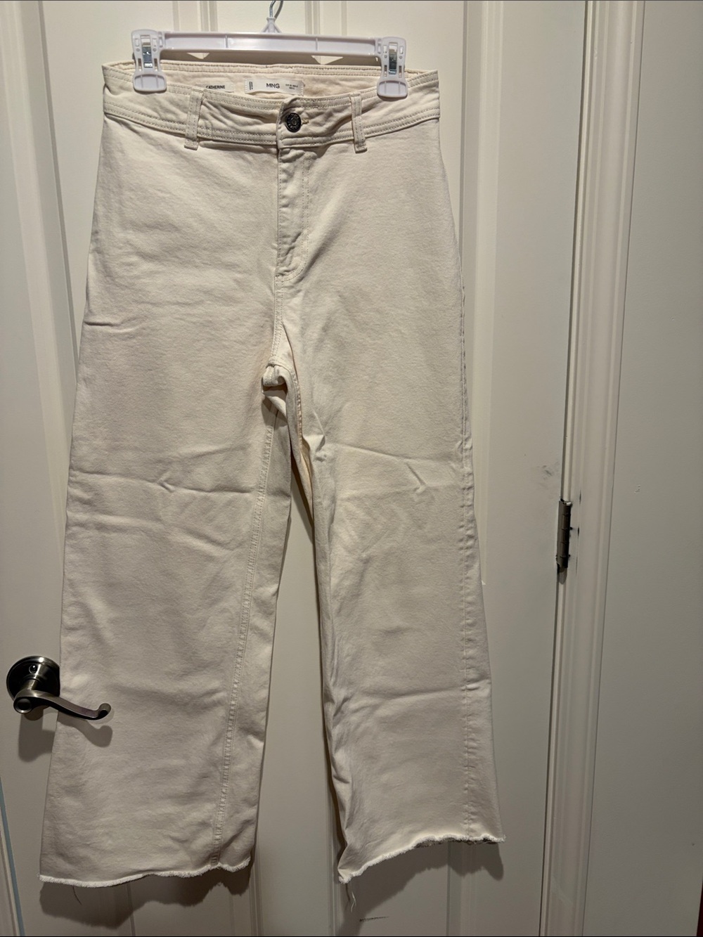 Mango Off-White High-Rise Wide Leg Jeans